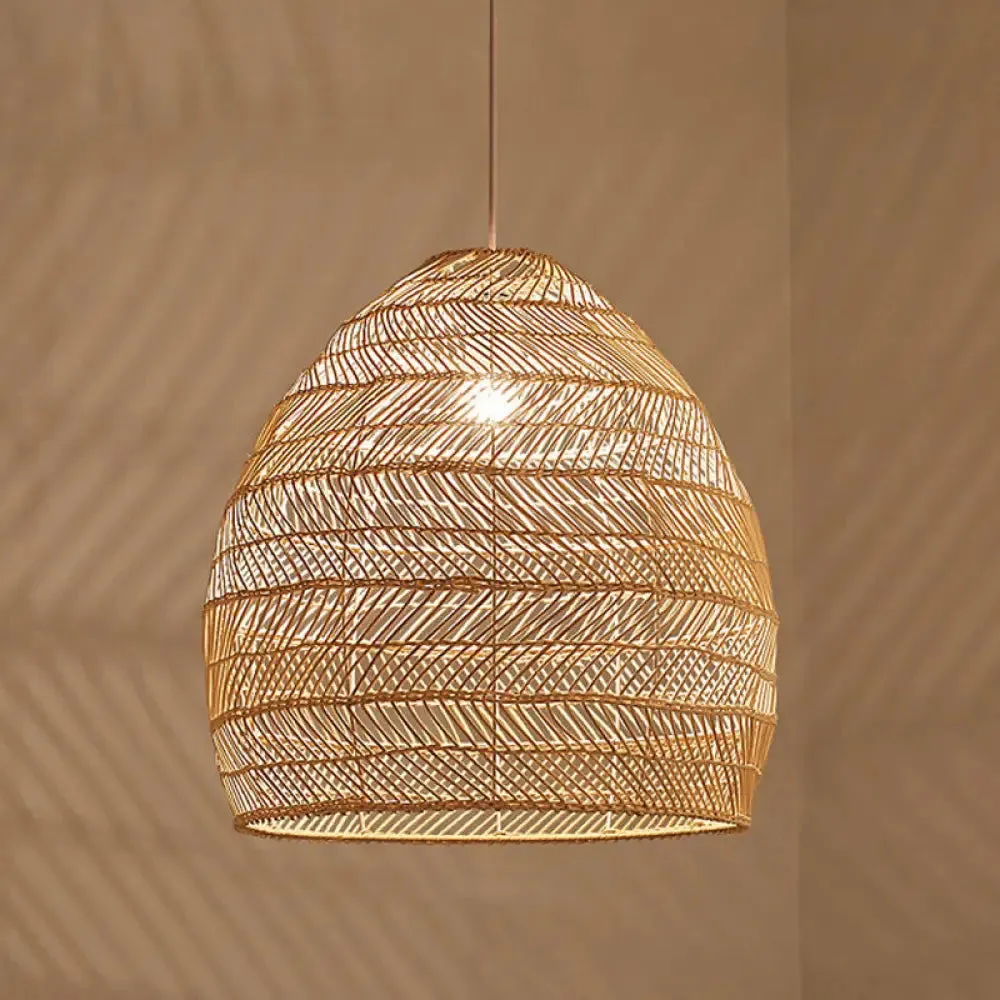 Rattan Pendant Ceiling Light for Elegant Dining - Asian-Inspired Single-Bulb Fixture