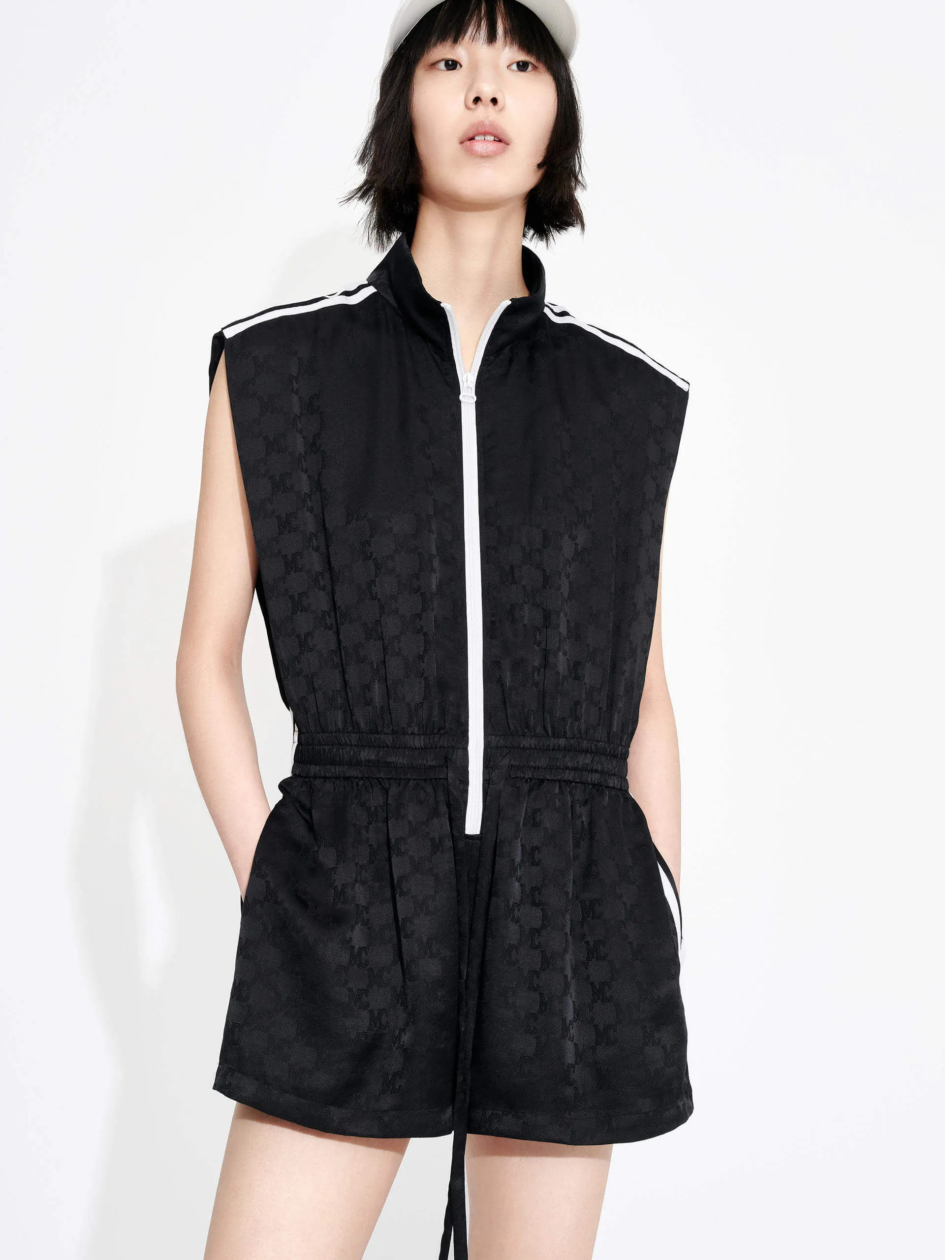Silk Blend Monogram Playsuit
