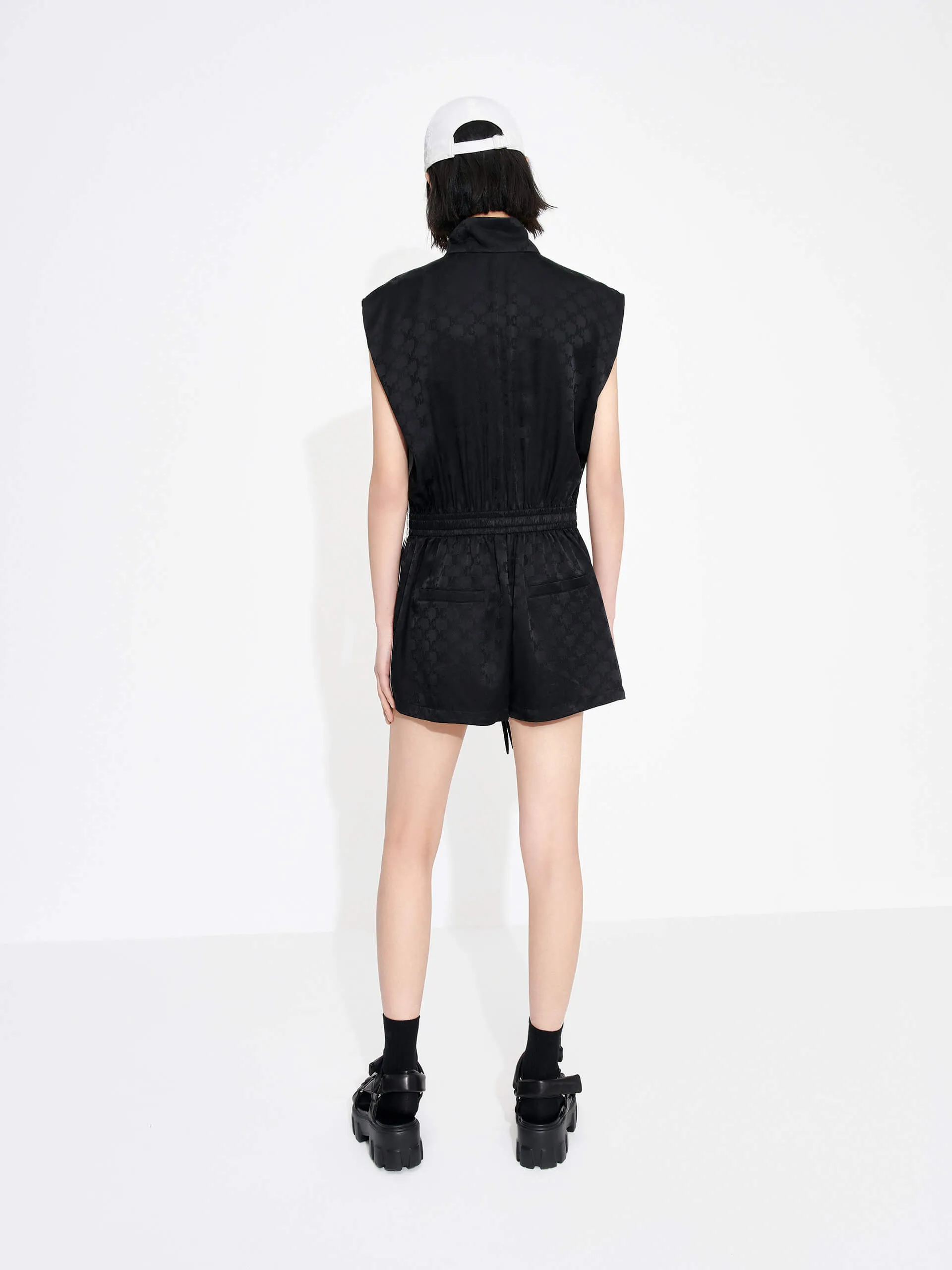 Silk Blend Monogram Playsuit