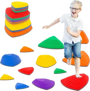 Stepping Stones for Kids 12pcs Anti-skidding Stepping Stones Set Balance Blocks Indoor & Outdoor Obstacle CourseKids Fitness Equipment Promotes Balance Coordination & Strength
