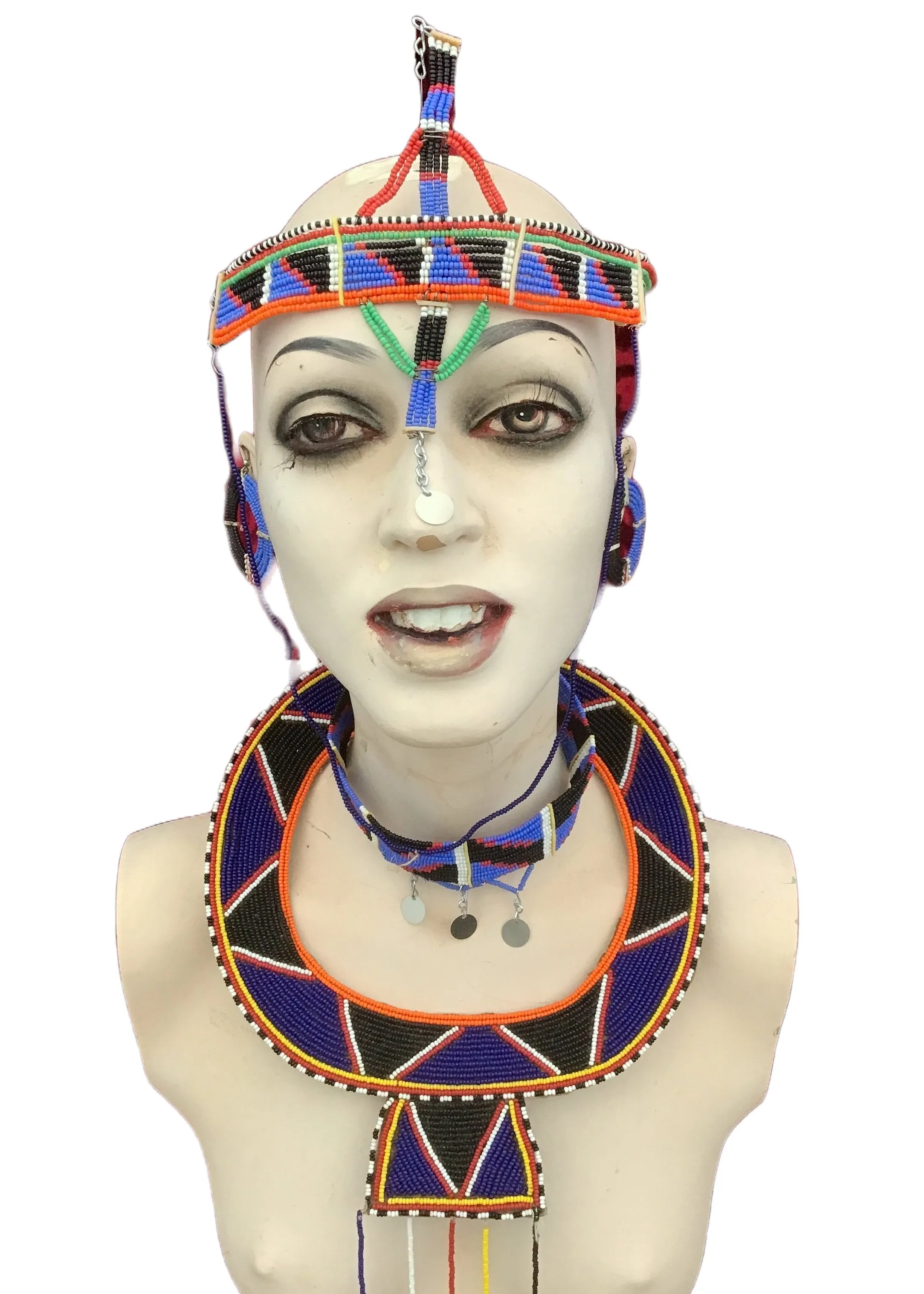 Vintage  African Masai Beaded Tribal Jewellery Set