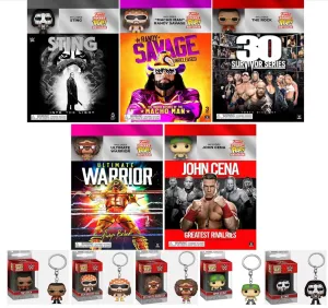 WWE: The Ultimate & Limited 5-Volume DVD Collection   Funko Keychain: Sting/ The Rock/ Ultimate Warrior/ John Cena & Randy Savage "Macho Man" [DVD] Includes 5-Limited Edition Funko Pocket Pop Keychain