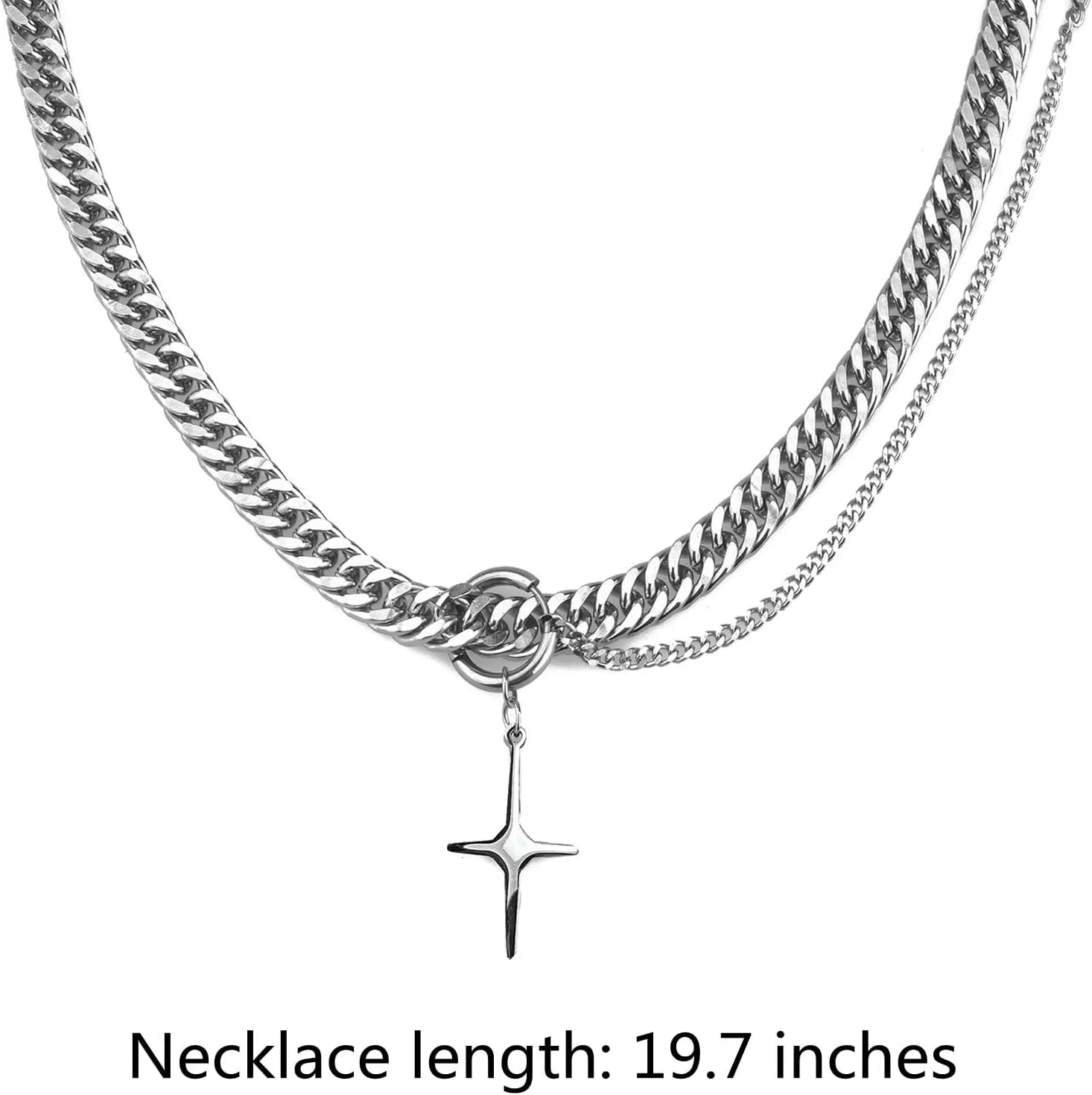 Y2k Irregular Necklace Star Pendant Moonlight Stone Fashion Collar Chain Design Spicy Silver Jewelry for Women