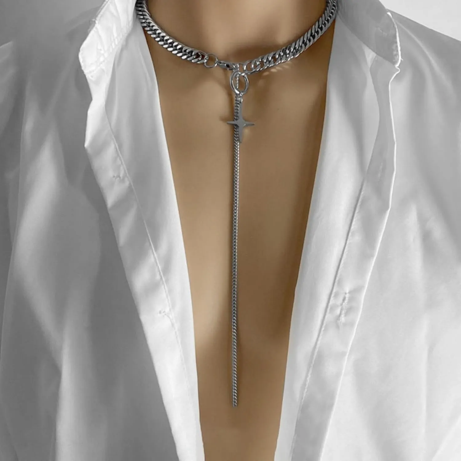 Y2k Irregular Necklace Star Pendant Moonlight Stone Fashion Collar Chain Design Spicy Silver Jewelry for Women
