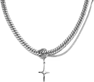 Y2k Irregular Necklace Star Pendant Moonlight Stone Fashion Collar Chain Design Spicy Silver Jewelry for Women